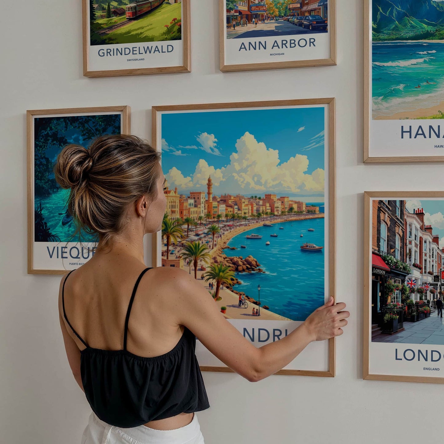 Alexandria Poster - Egypt Travel Art - Coastal City Promenade Home Decor
