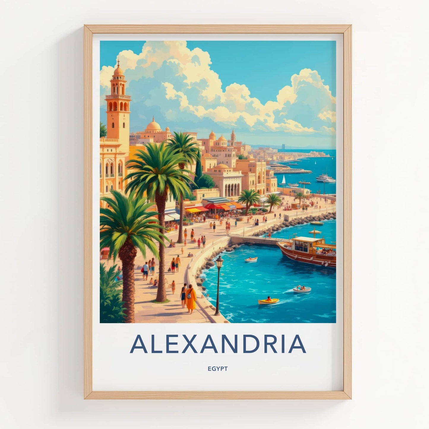 Alexandria Poster - Egypt Travel Art - Vibrant Coastal City Home Decor