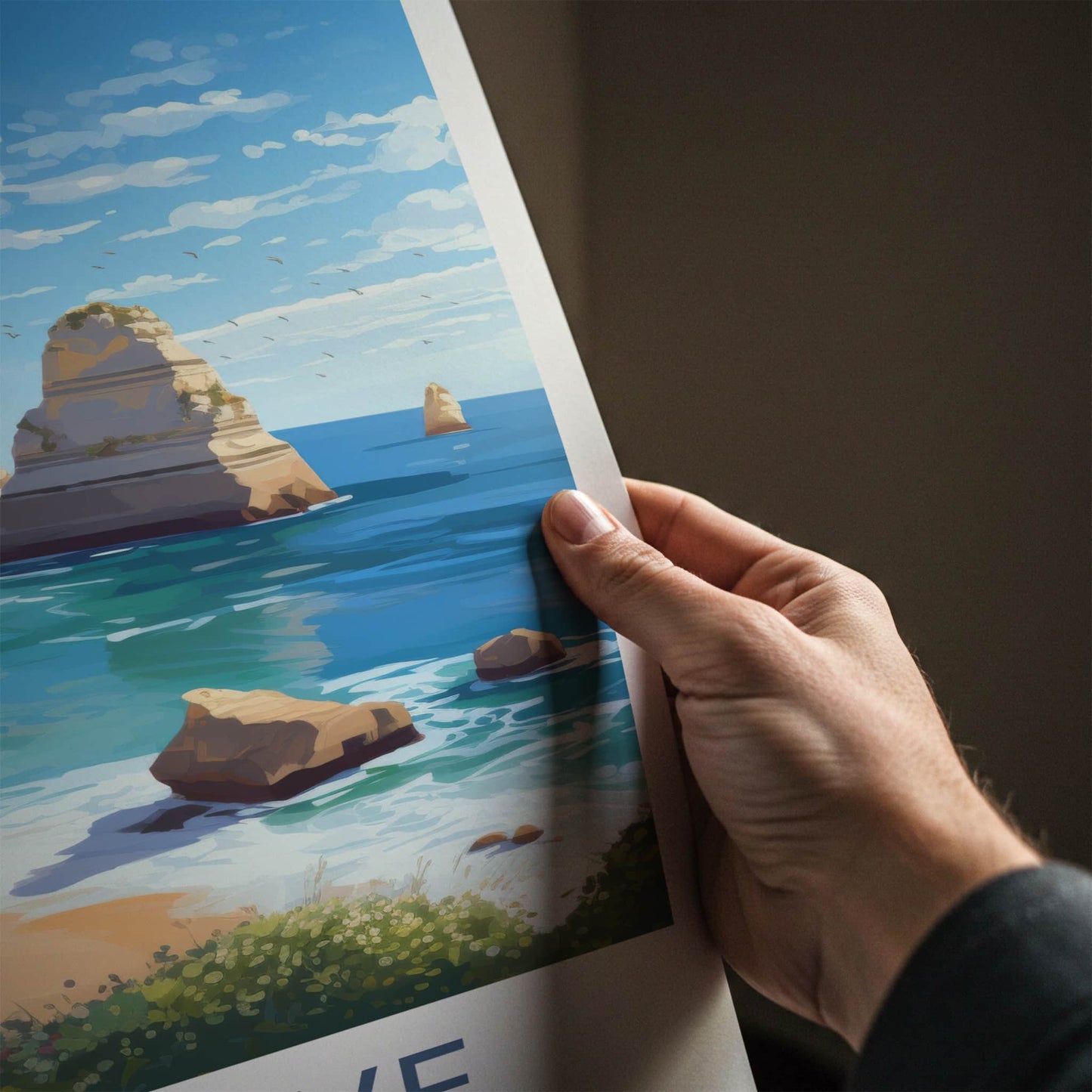 Algarve Poster - Portugal Travel Art - Coastal Rock Formations Home Decor