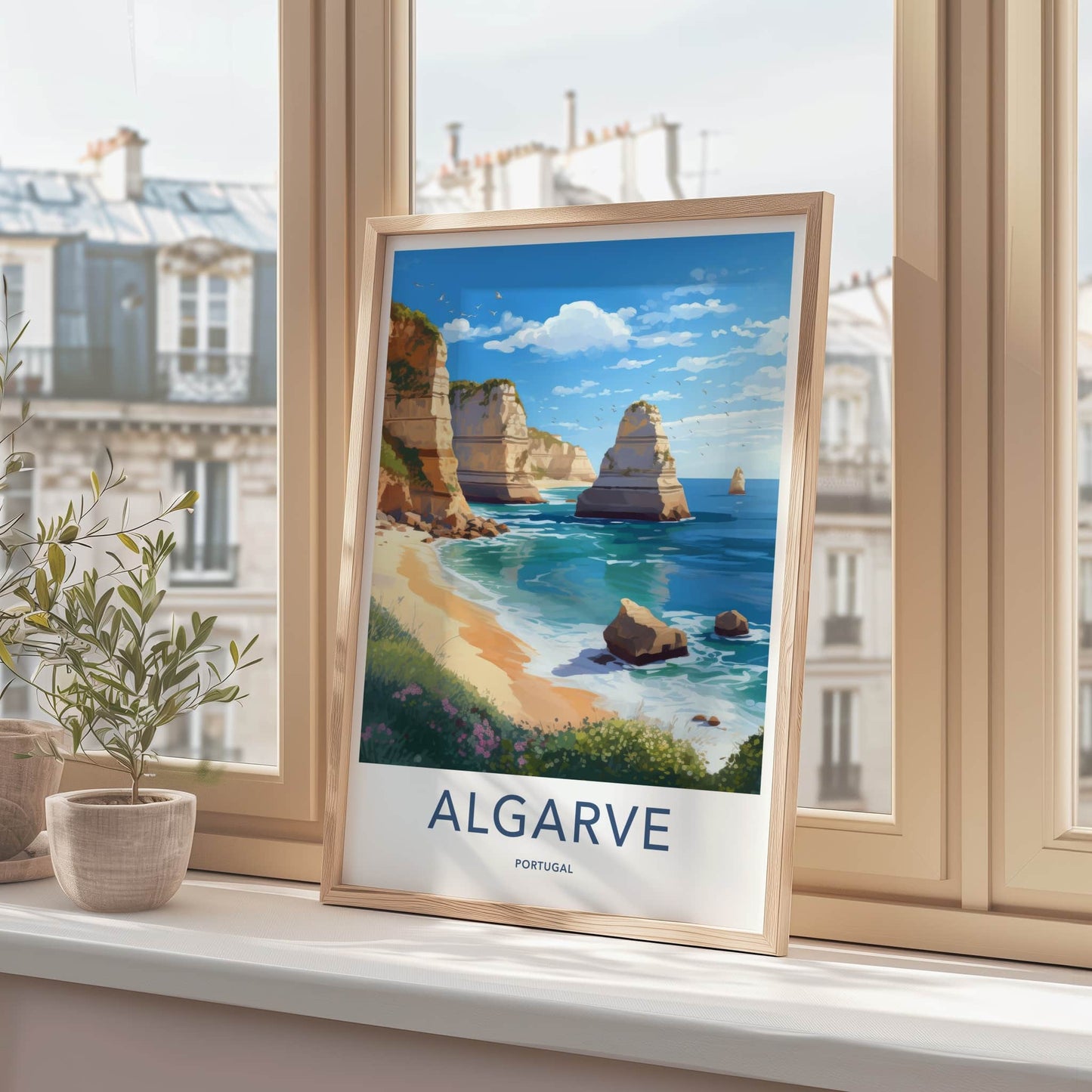 Algarve Poster - Portugal Travel Art - Coastal Rock Formations Home Decor