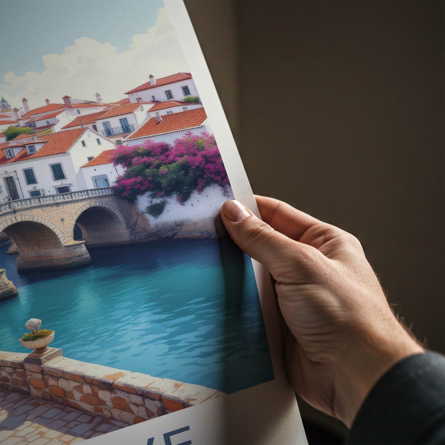 Algarve Poster - Portugal Travel Print - Riverside Stone Bridge Home Decor