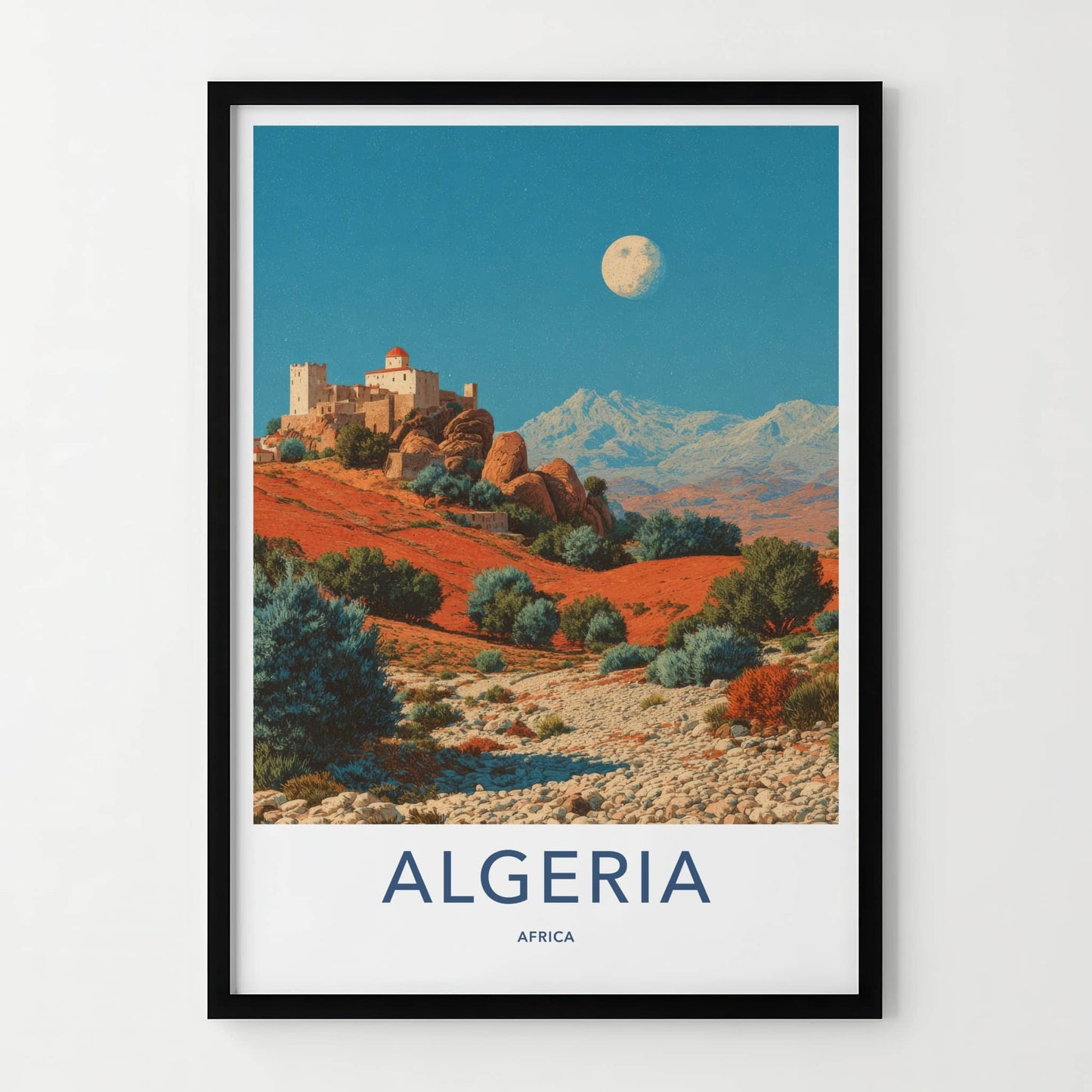 Algeria Poster - Africa Travel Art - Desert Fortress Moon Home Decor