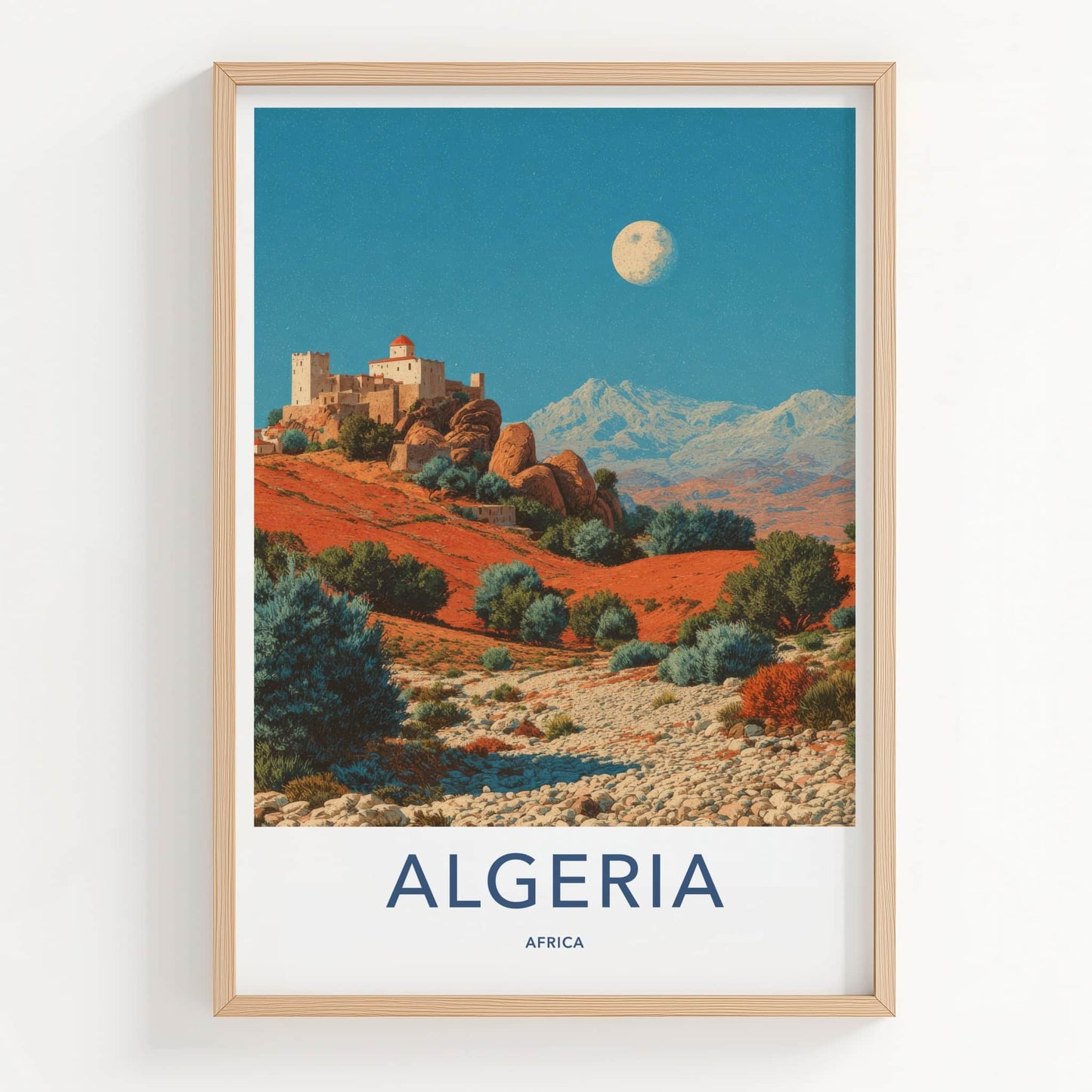 Algeria Poster - Africa Travel Art - Desert Fortress Moon Home Decor