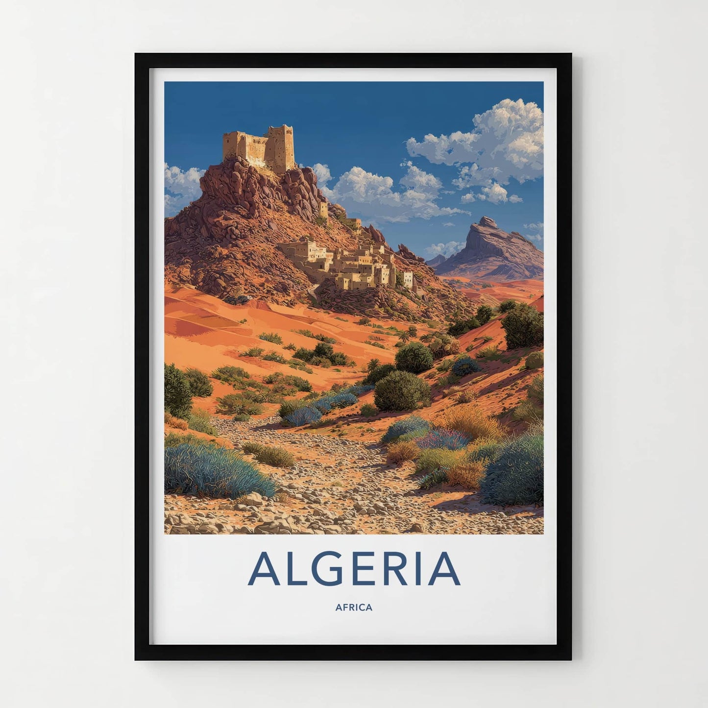 Algeria Poster - Africa Travel Art - Desert Fortress Village Home Decor