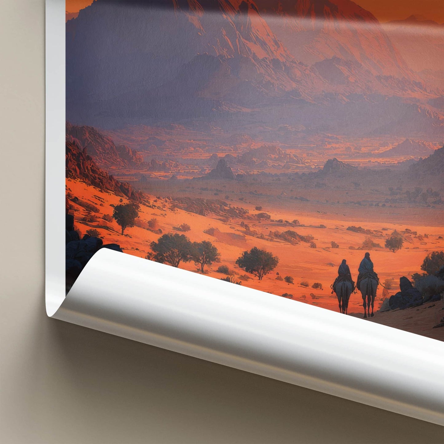 Algeria Poster - Algeria Travel Art - Camel Riders Sunset Home Decor