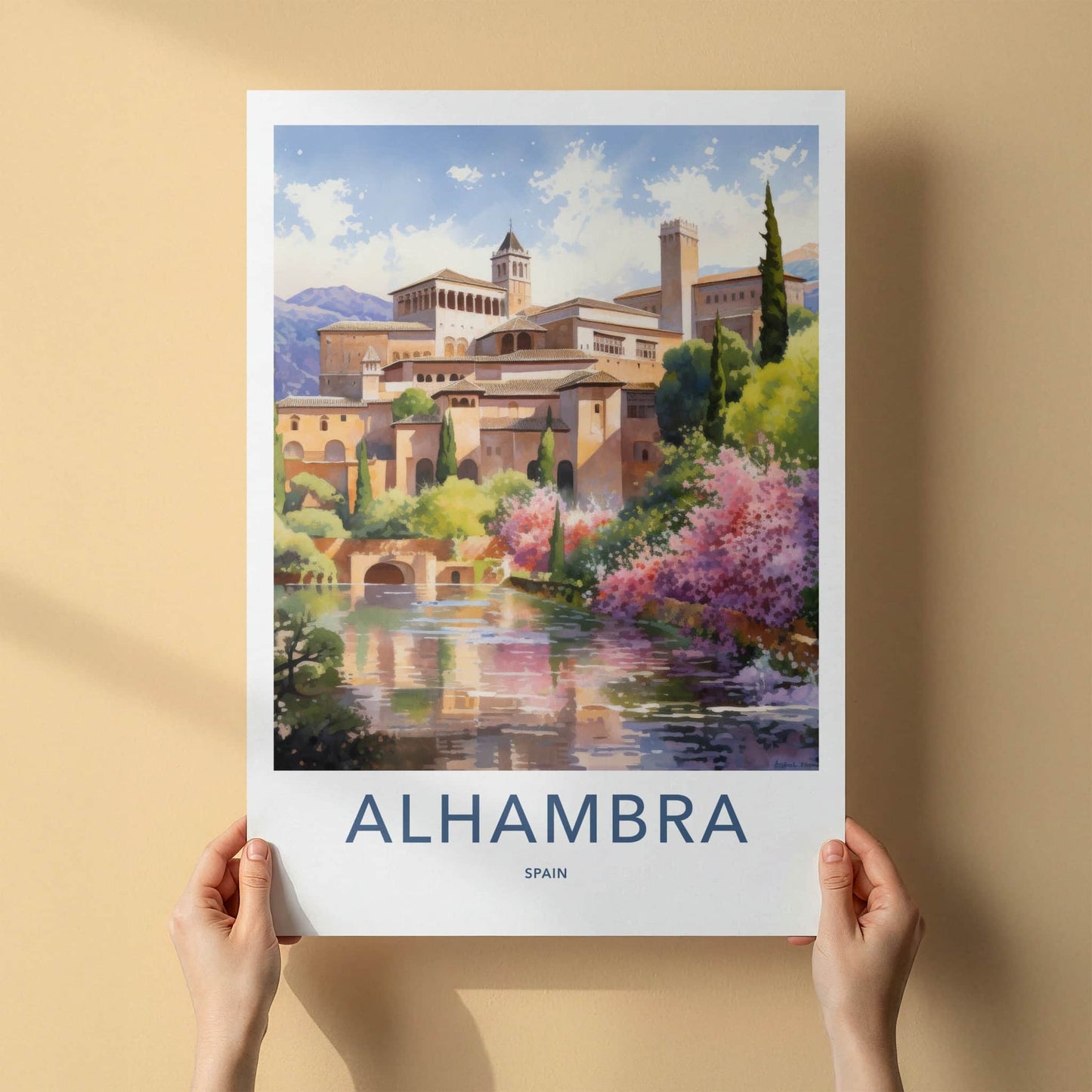 Alhambra Poster - Spain Art Print - Grand Palace Water Home Decor