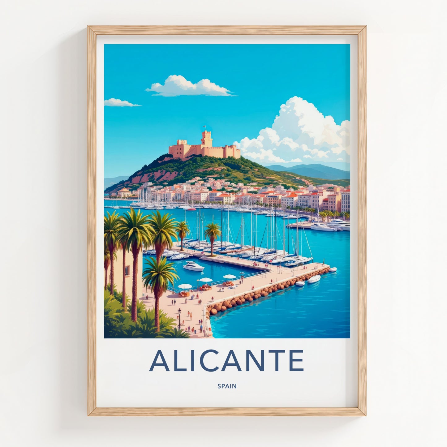 Alicante Poster - Spain Framed Print - Sunny Harbor Castle Framed Decor