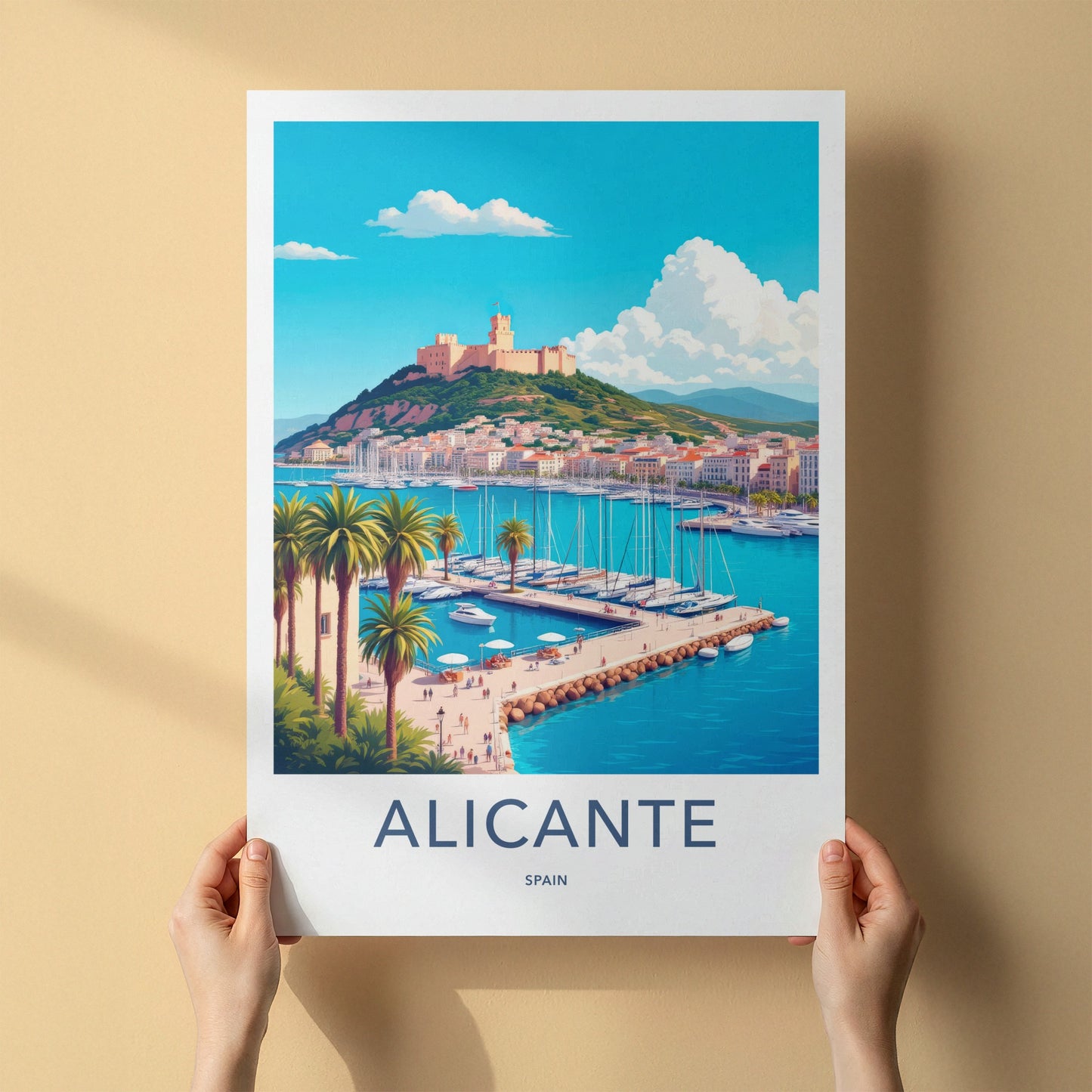 Alicante Poster - Spain Framed Print - Sunny Harbor Castle Framed Decor