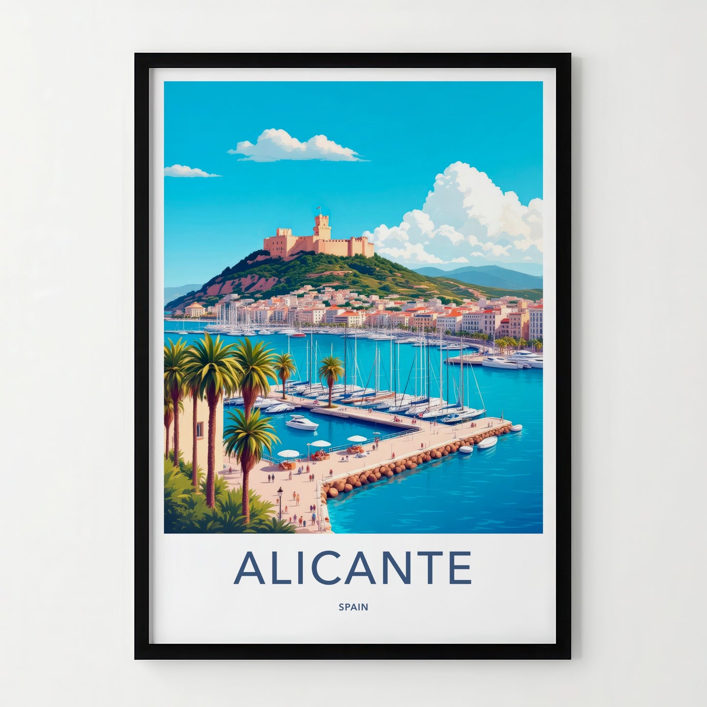 Alicante Poster - Spain Framed Print - Sunny Harbor Castle Framed Decor
