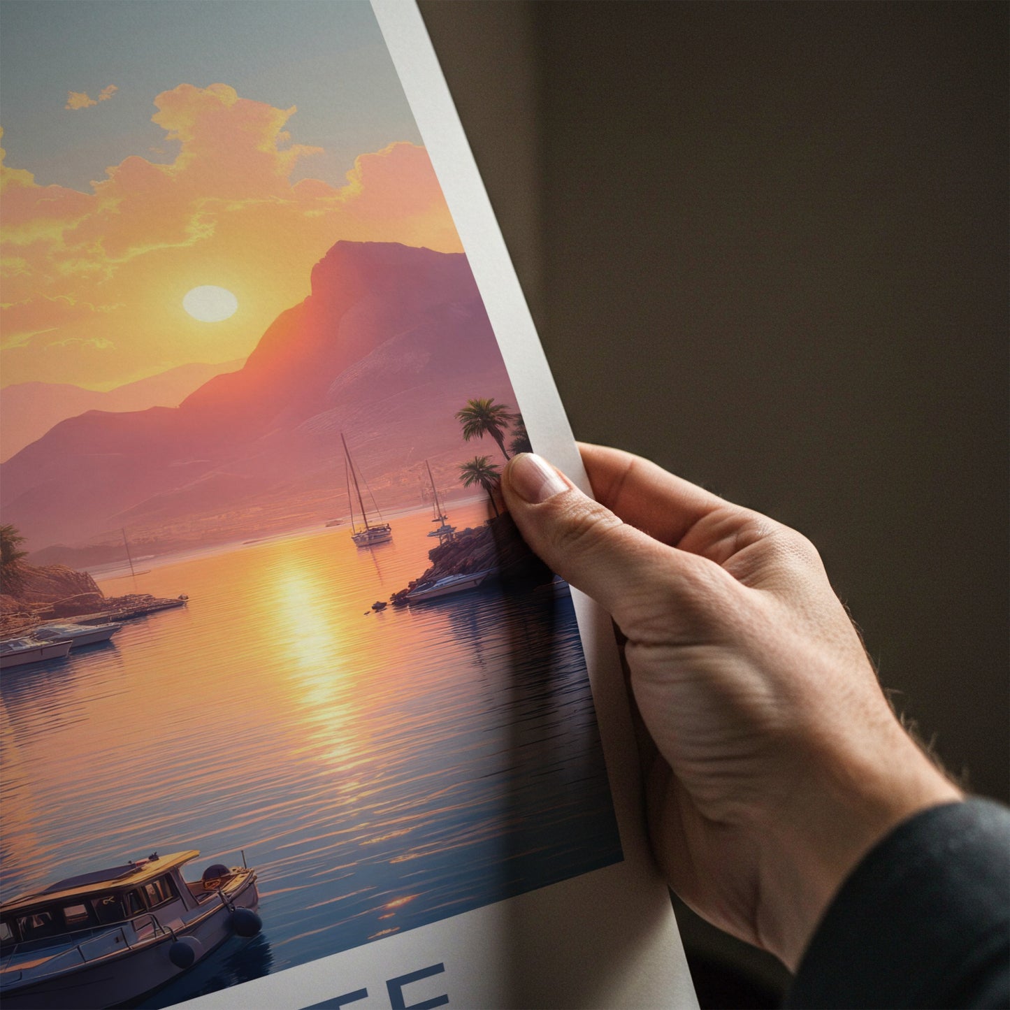 Alicante Poster - Spain Travel Art - Golden Sunset Harbor Home Decor