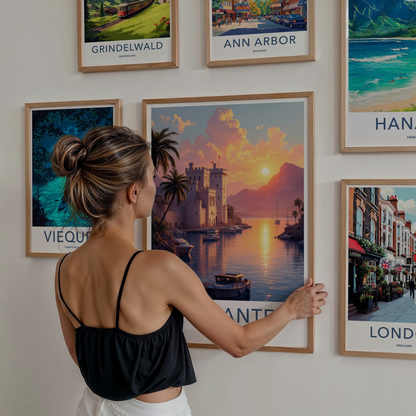 Alicante Poster - Spain Travel Art - Golden Sunset Harbor Home Decor
