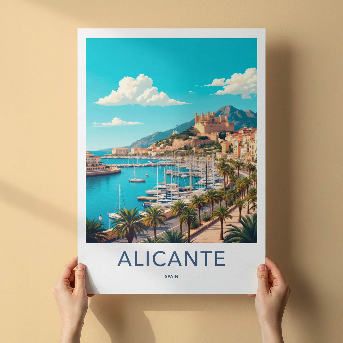 Alicante Poster - Spain Travel Art - Historic Castle City Home Decor
