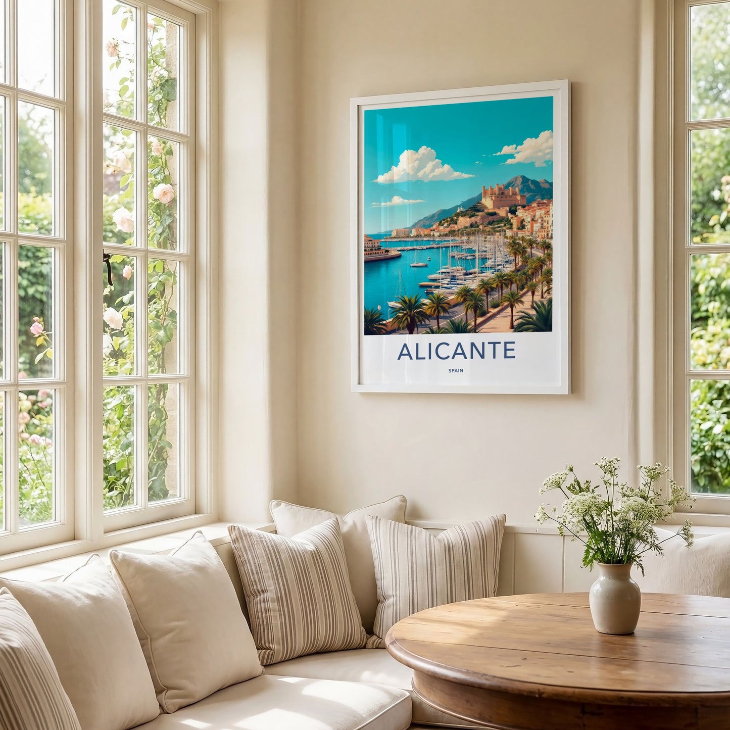 Alicante Poster - Spain Travel Art - Historic Castle City Home Decor