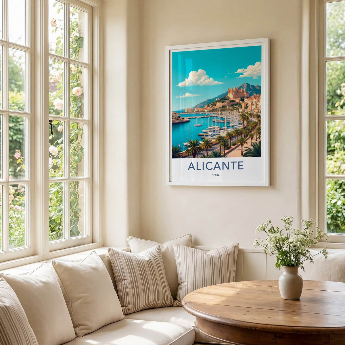Alicante Poster - Spain Travel Art - Historic Castle City Home Decor