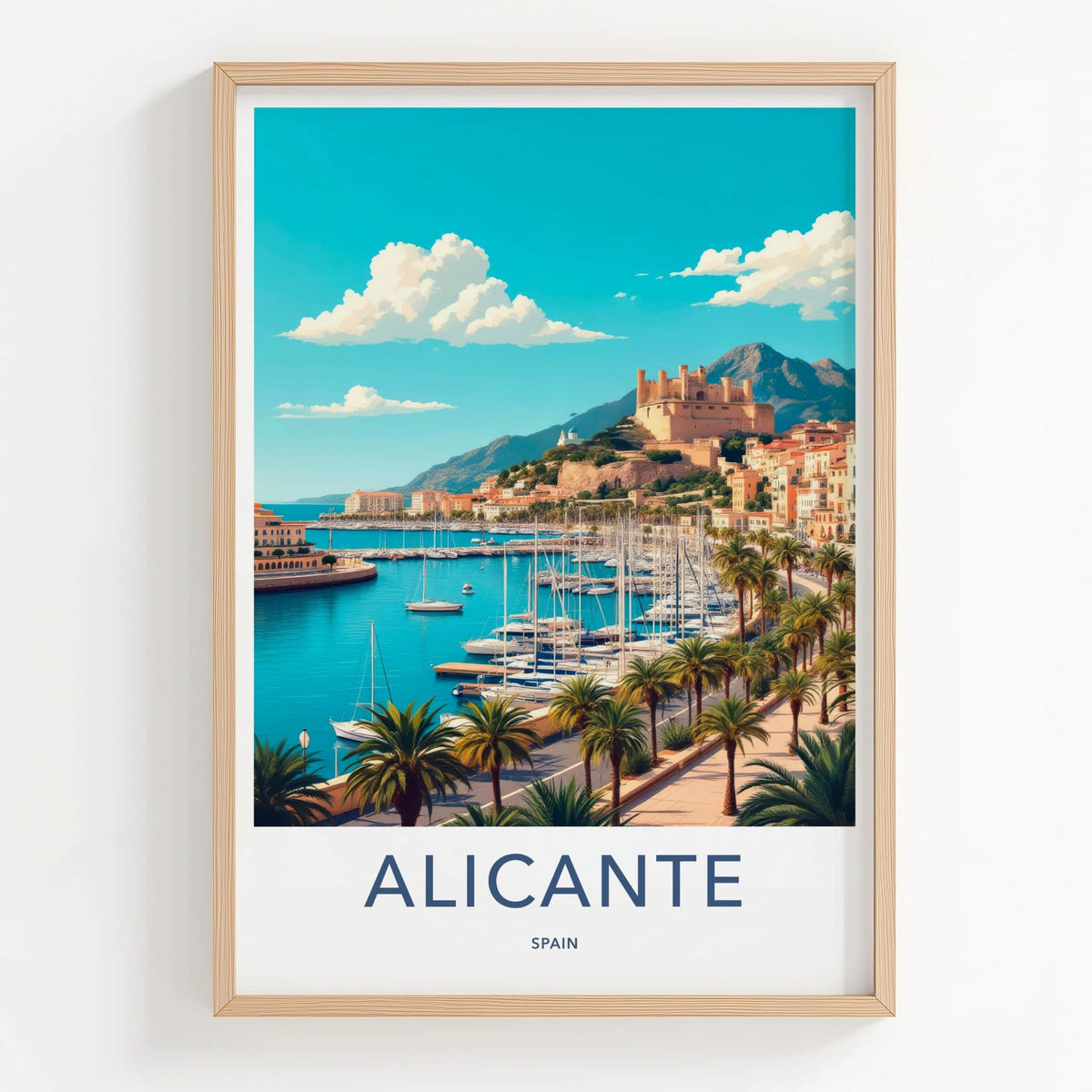 Alicante Poster - Spain Travel Art - Historic Castle City Home Decor