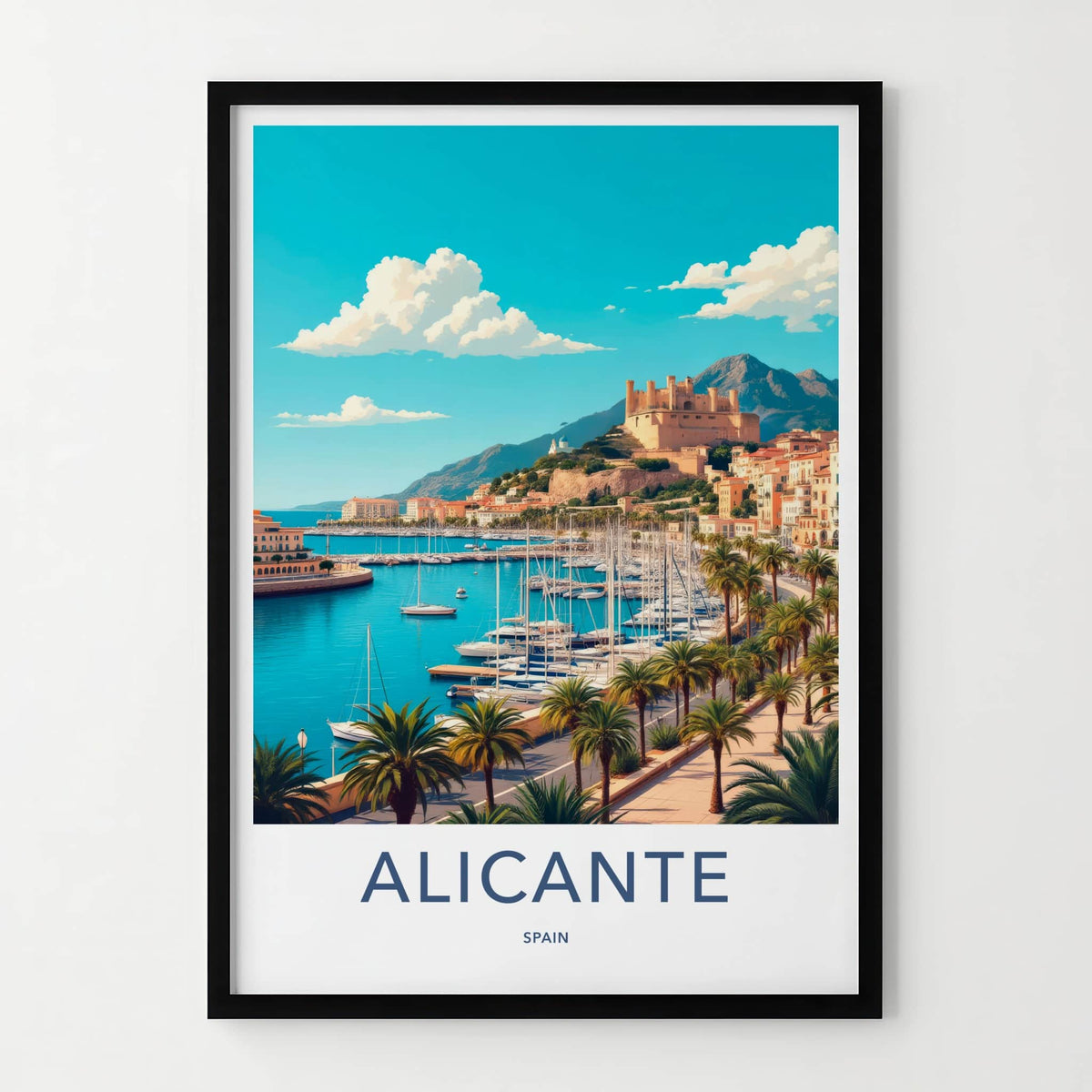 Alicante Poster - Spain Travel Art - Historic Castle City Home Decor
