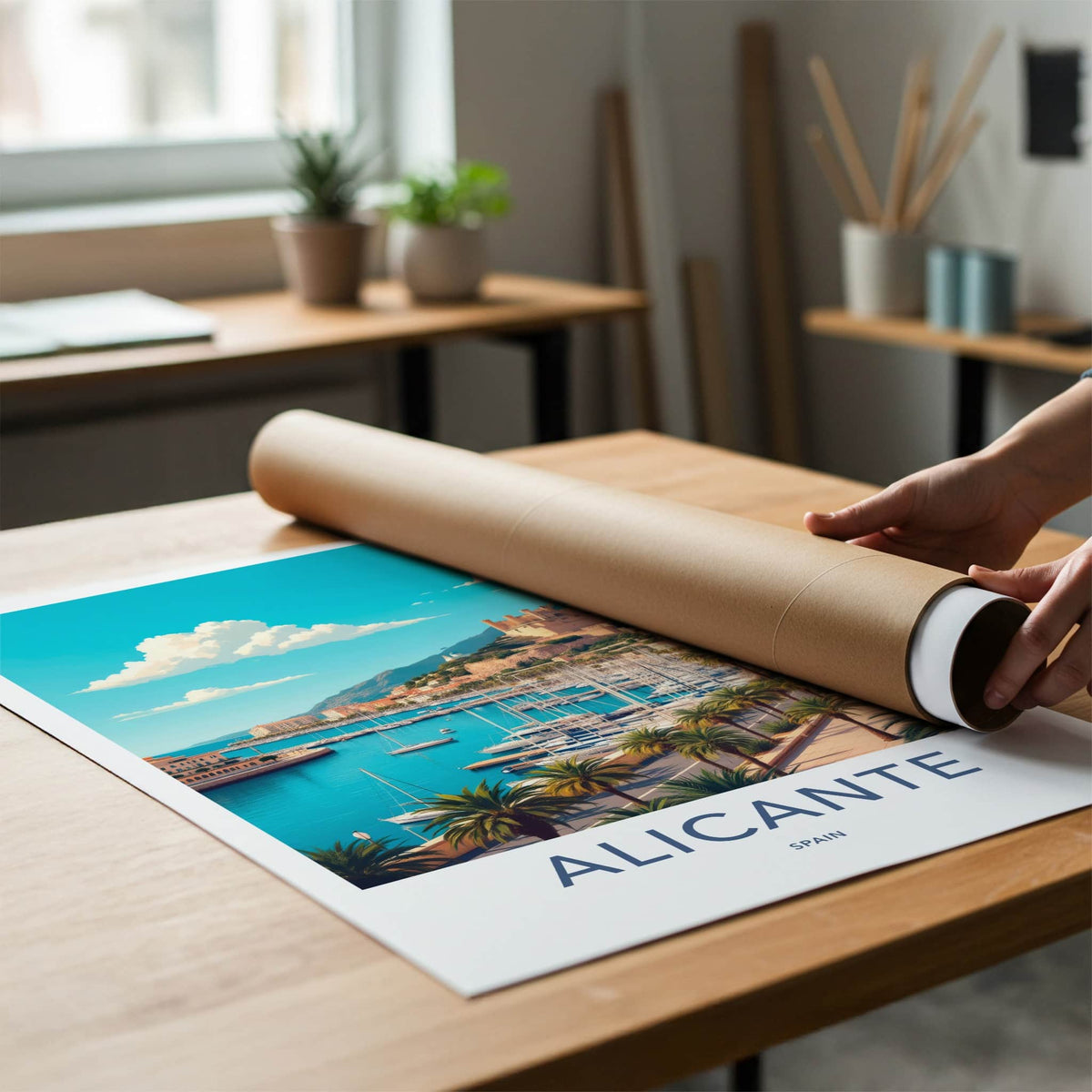 Alicante Poster - Spain Travel Art - Historic Castle City Home Decor