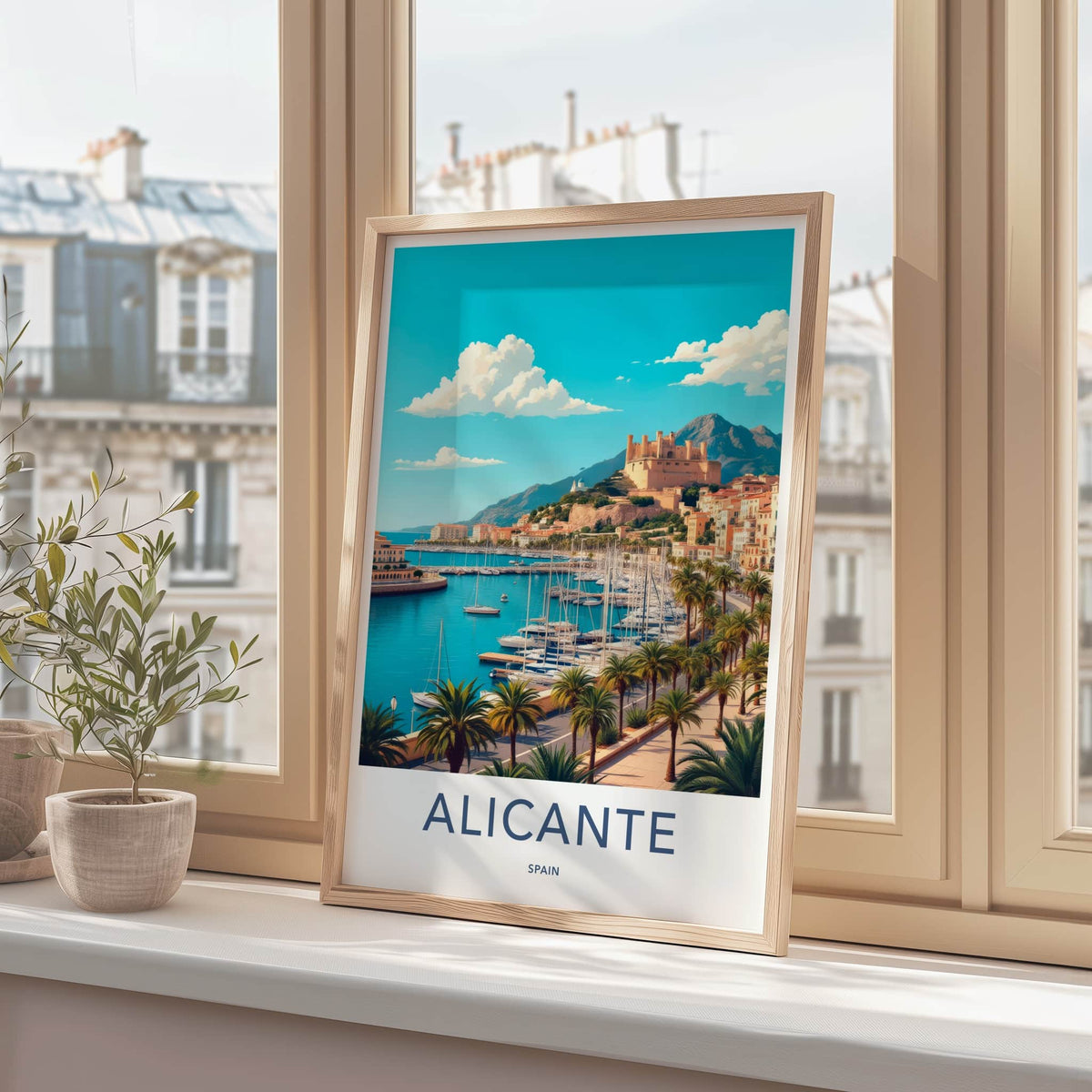Alicante Poster - Spain Travel Art - Historic Castle City Home Decor