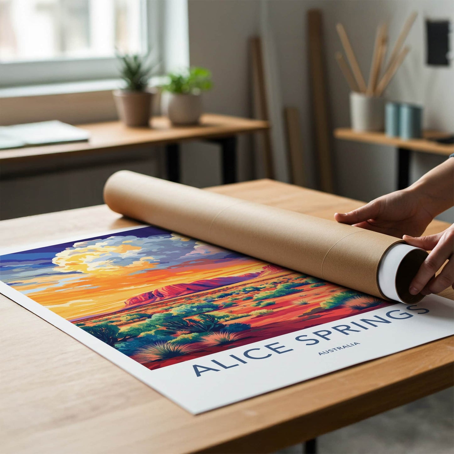 Alice Springs Poster - Australia Travel Art - Desert Mountain Sunset Home Decor