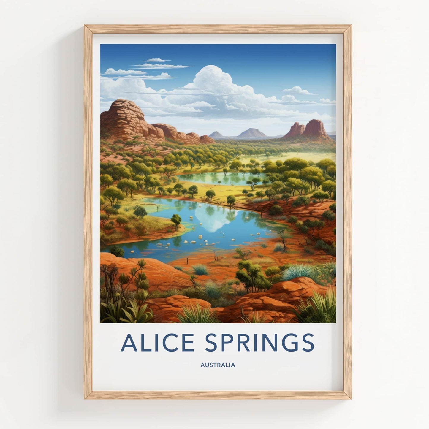 Alice Springs Poster - Australia Travel Art - Lush Desert Landscape Home Decor