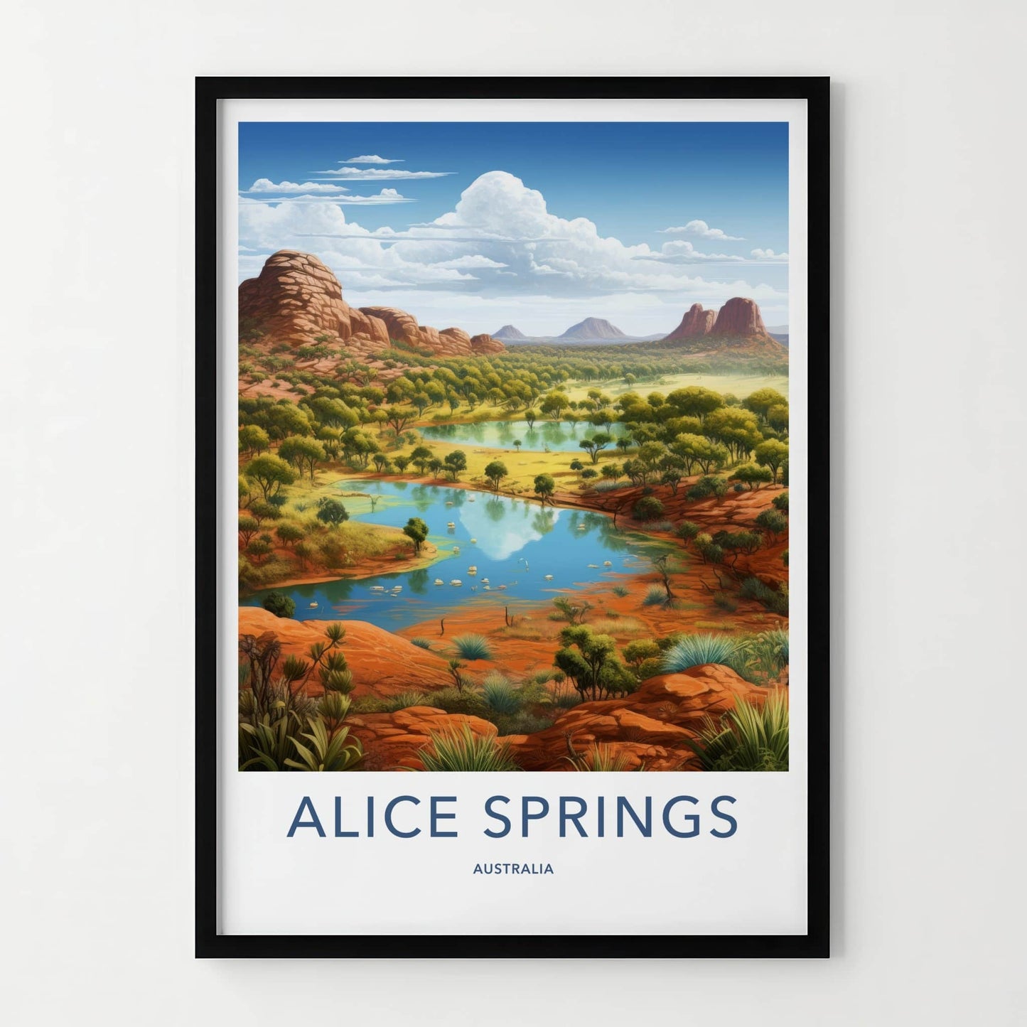 Alice Springs Poster - Australia Travel Art - Lush Desert Landscape Home Decor
