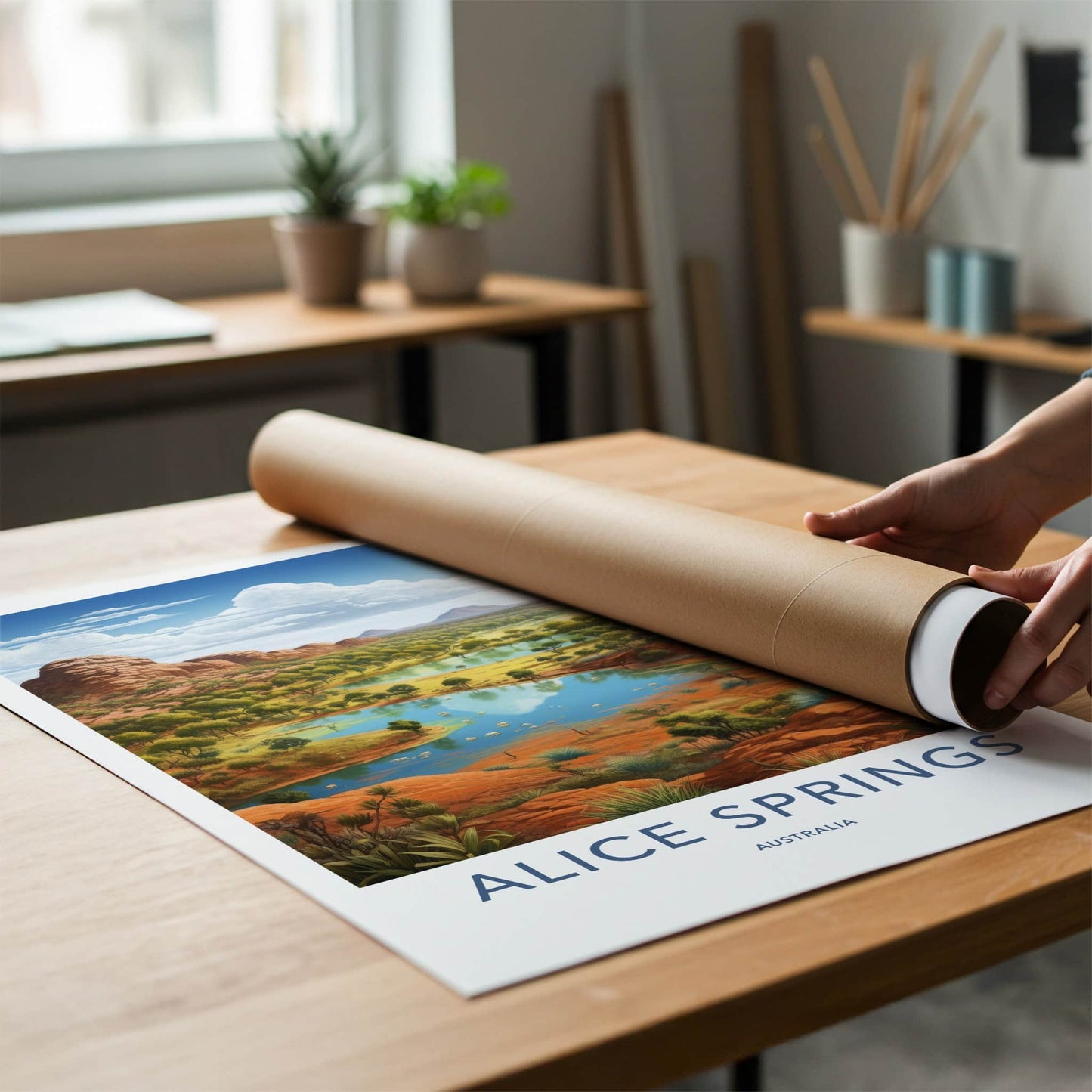 Alice Springs Poster - Australia Travel Art - Lush Desert Landscape Home Decor