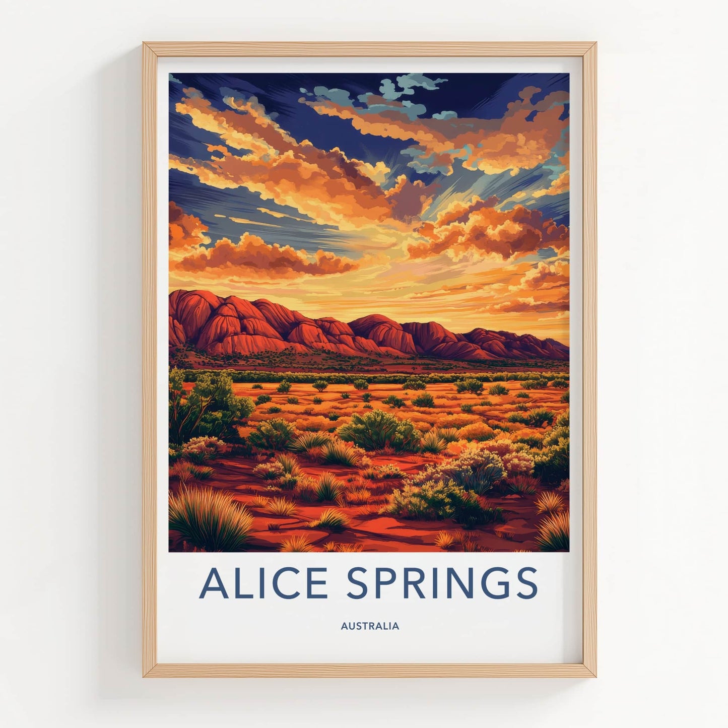 Alice Springs Poster - Australia Travel Art - Vibrant Desert Sky Home Decor