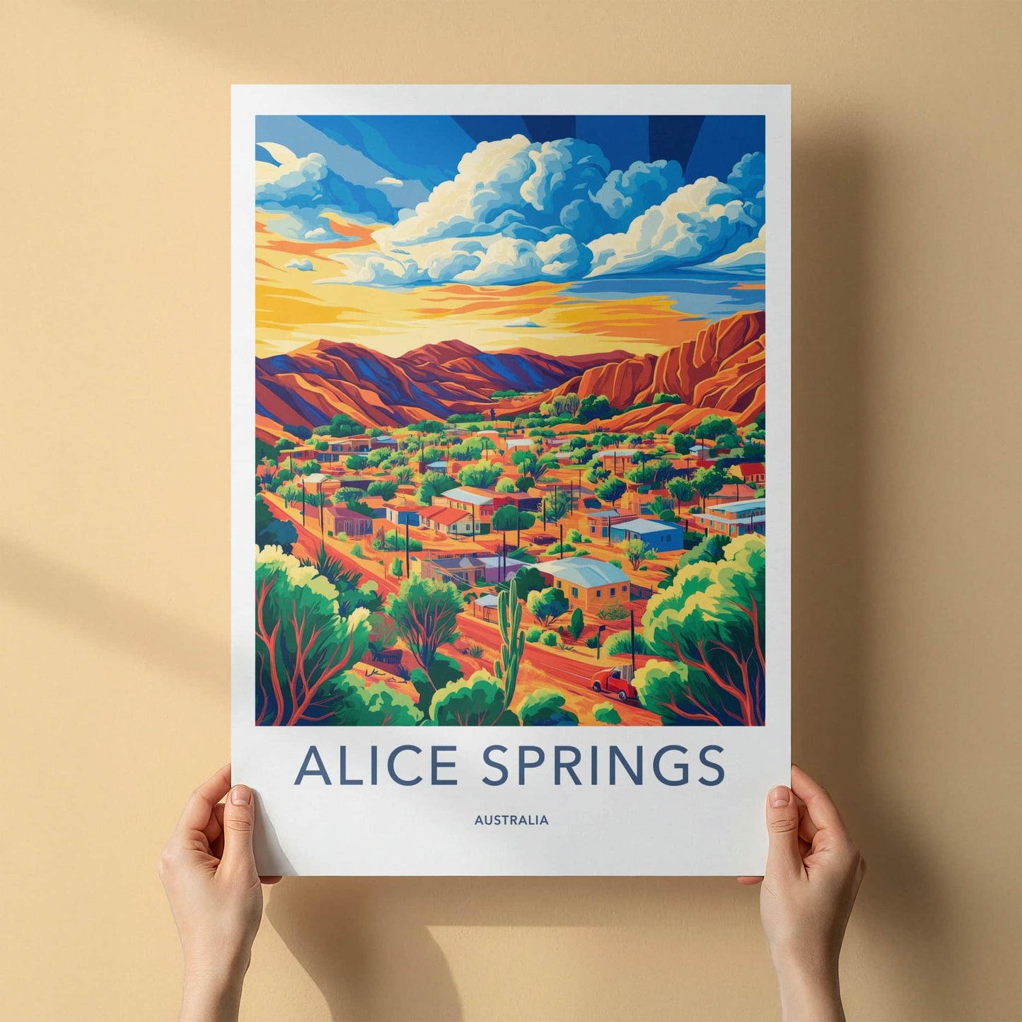 Alice Springs Poster - Australia Travel Art - Vibrant Desert Town Home Decor