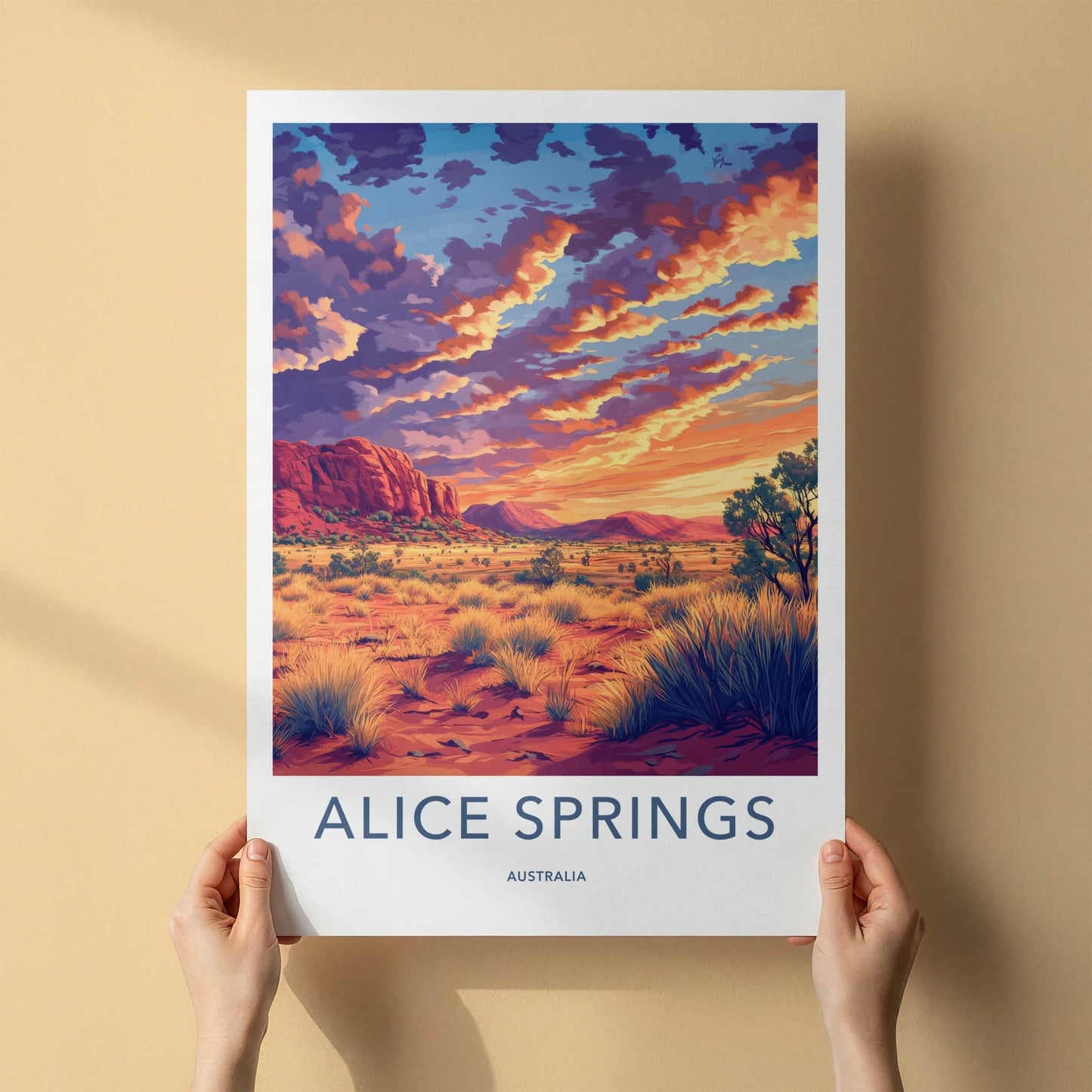 Alice Springs Poster - Australia Wall Art - Vibrant Outback Sunset Home Decor