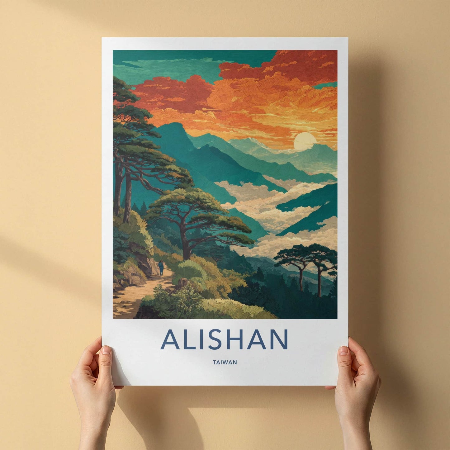 Alishan Poster Taiwan Mountain Sunset Forest Home Art