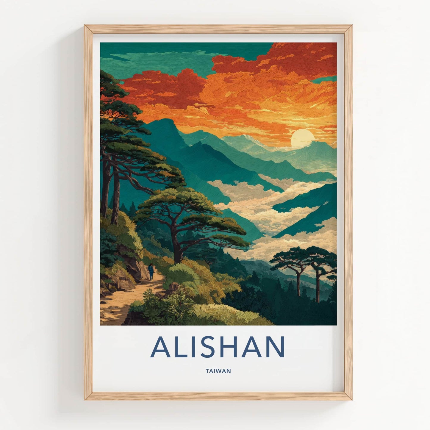 Alishan Poster Taiwan Mountain Sunset Forest Home Art