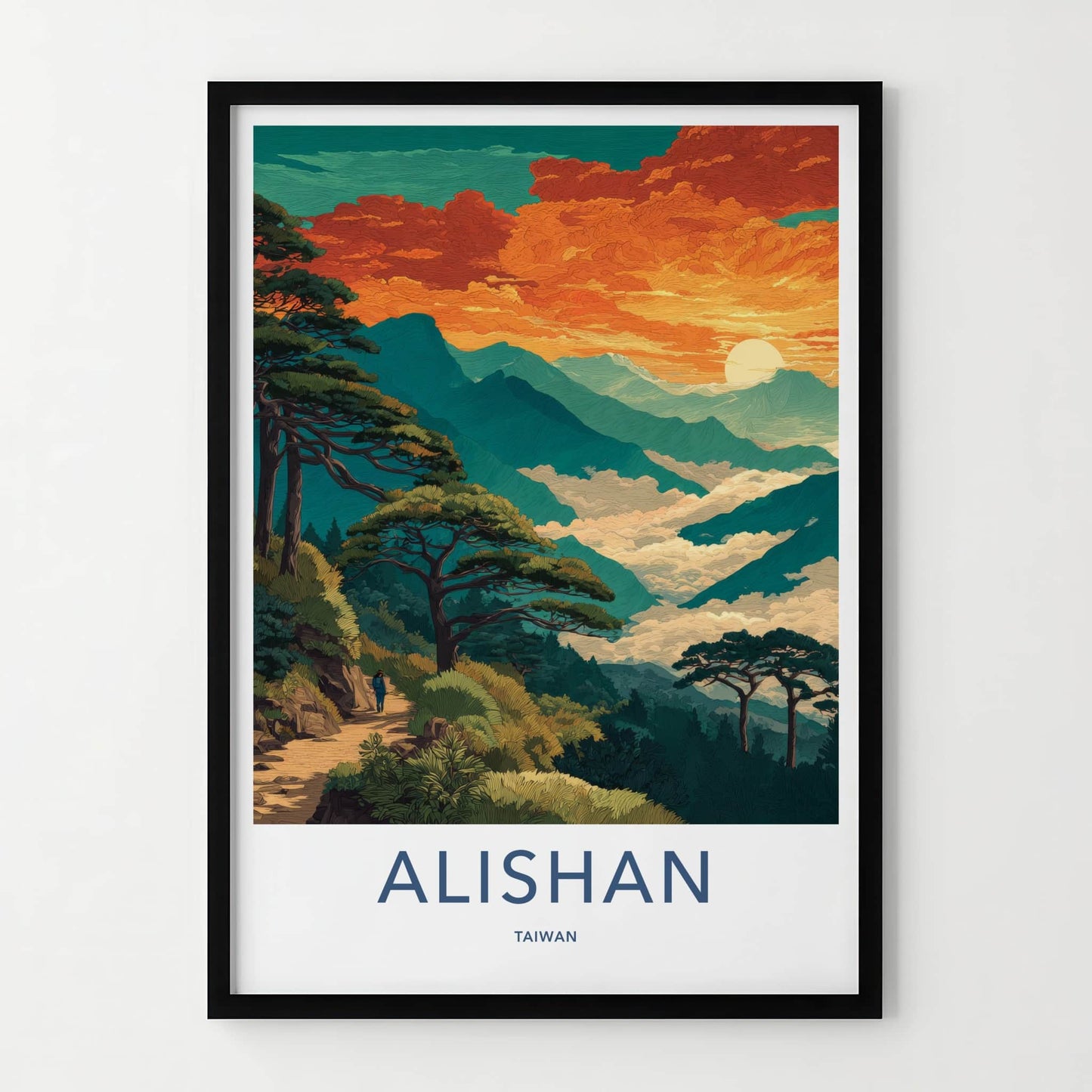 Alishan Poster Taiwan Mountain Sunset Forest Home Art