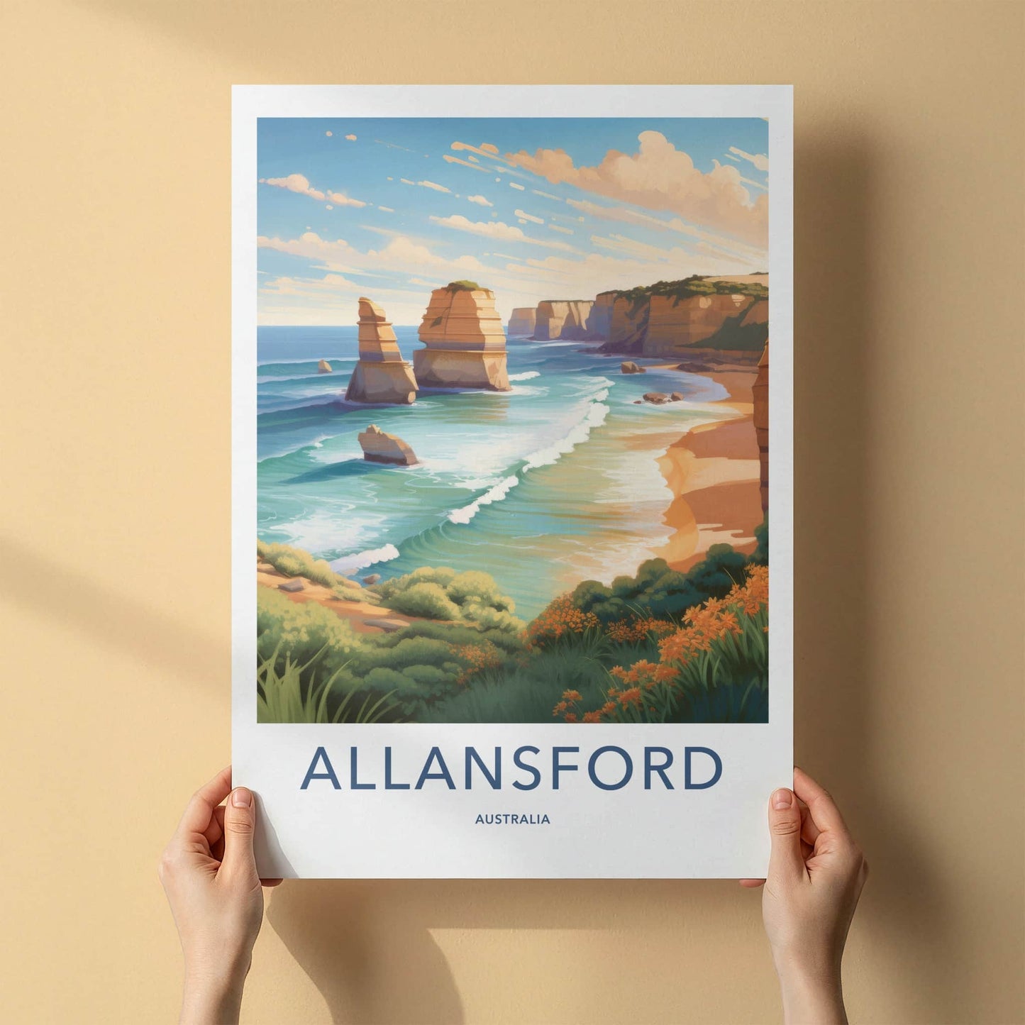 Allansford Poster - Australia Travel Art - Coastal Ocean Cliffs Home Decor