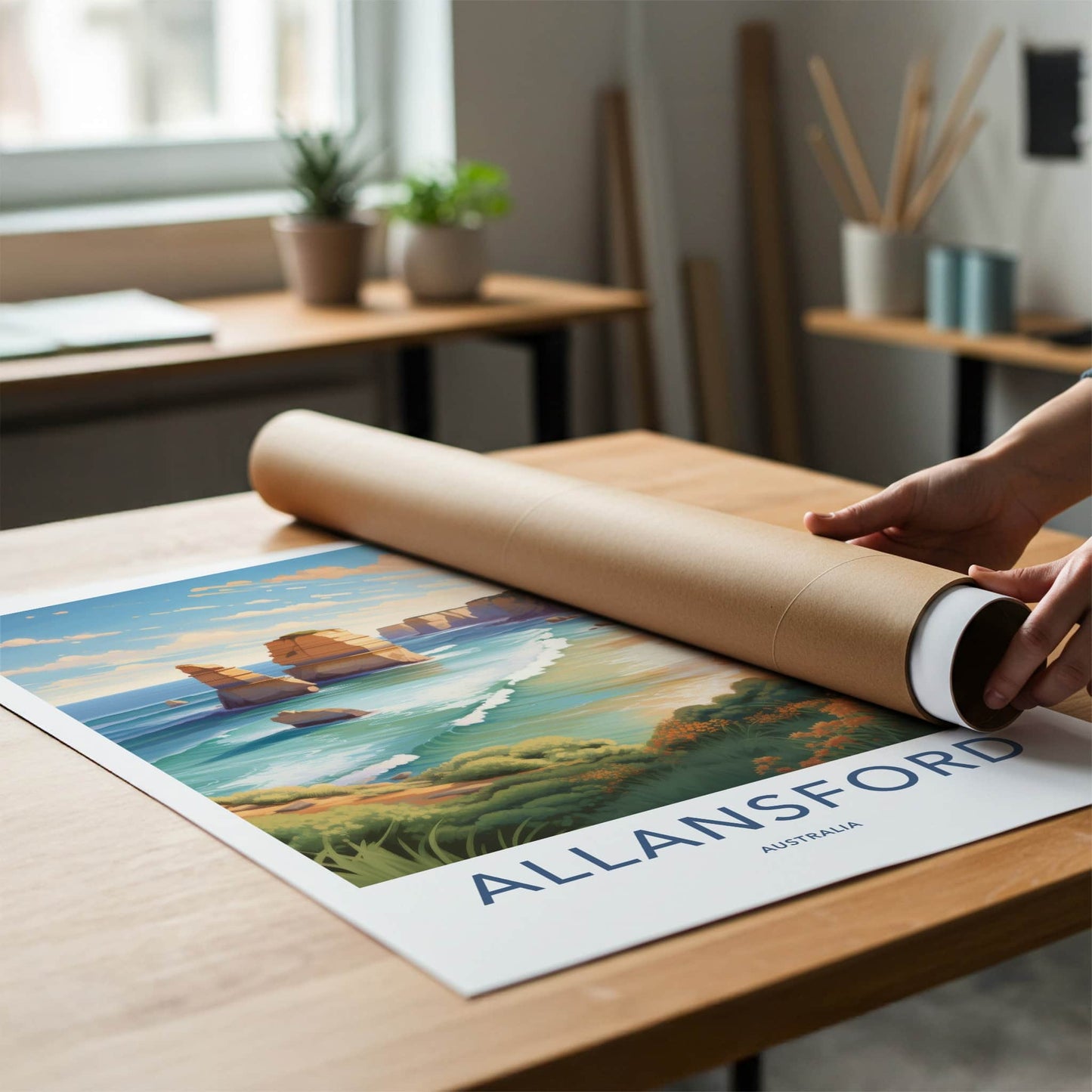 Allansford Poster - Australia Travel Art - Coastal Ocean Cliffs Home Decor