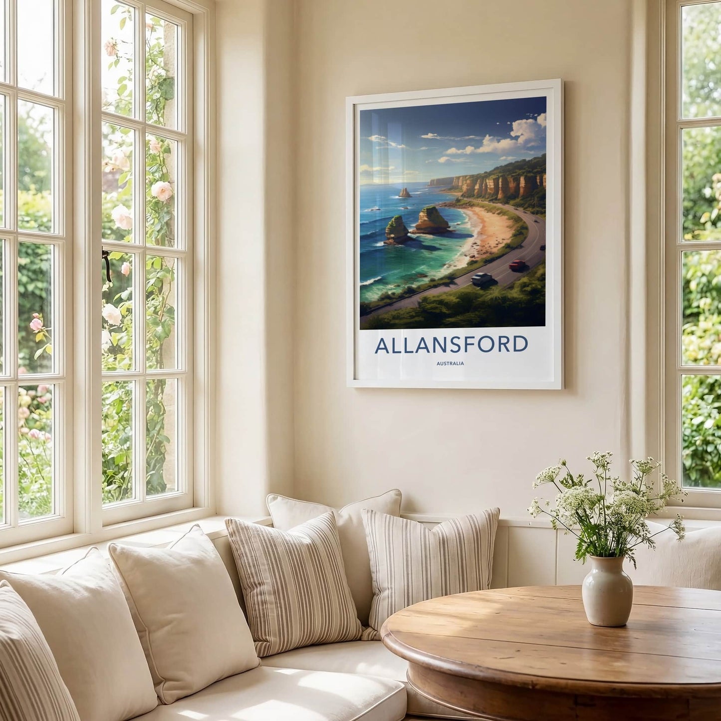 Allansford Poster - Australia Travel Art - Coastal Road Ocean Home Decor
