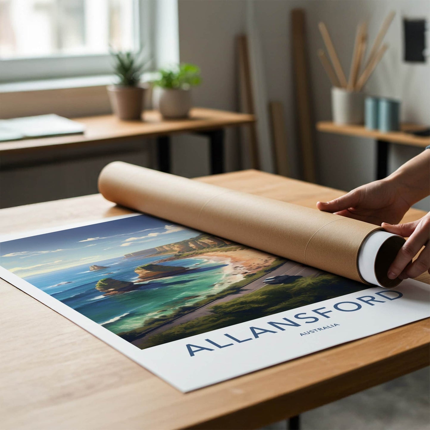 Allansford Poster - Australia Travel Art - Coastal Road Ocean Home Decor