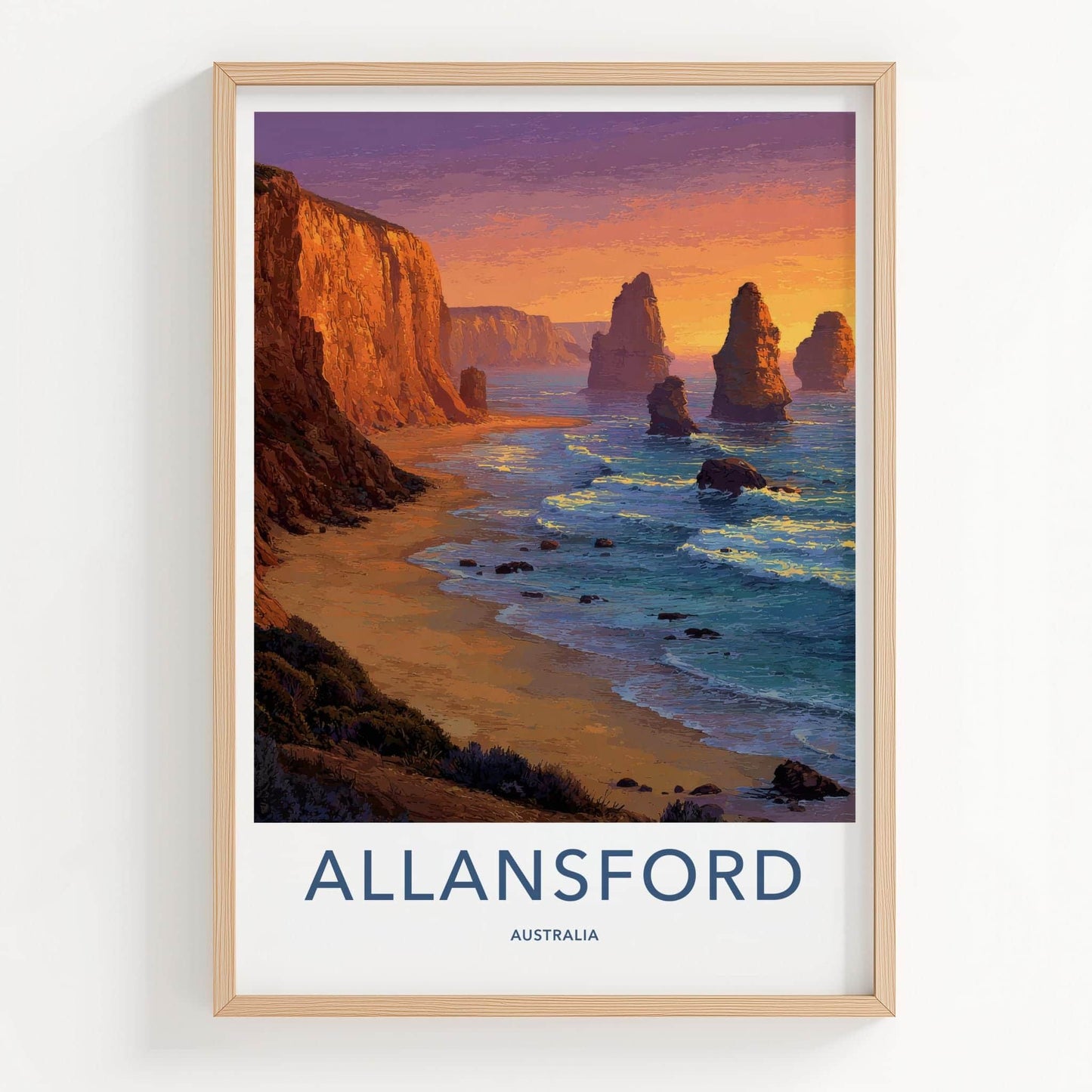 Allansford Poster - Australia Wall Art - Sea Stacks Sunset Wall Decor