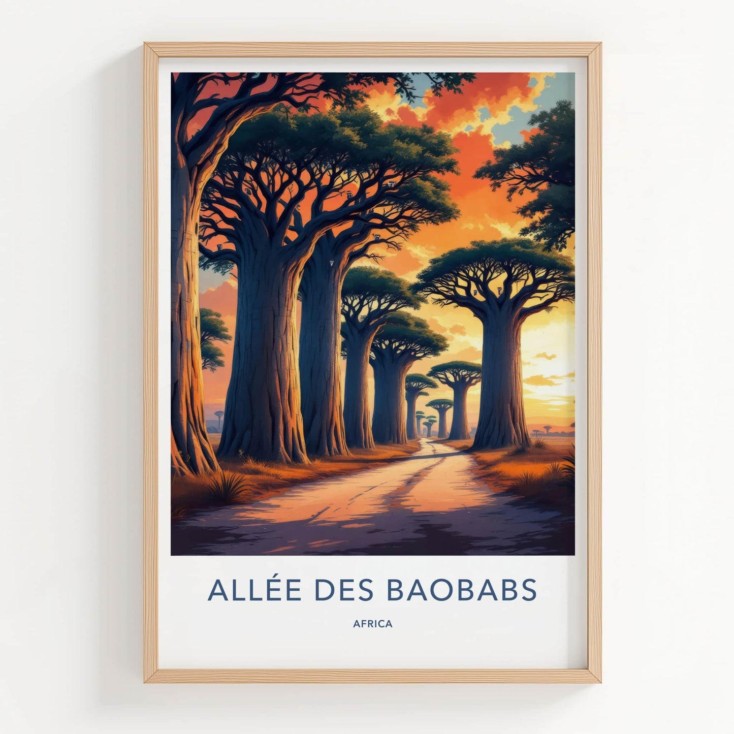 Allee des Baobabs Poster - Madagascar Travel Art - Orange Sky Pathway Home Decor