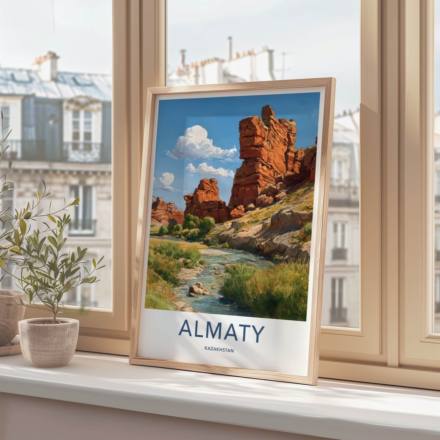 Almaty Poster - Kazakhstan Travel Art - Red Rock Canyon Wall Decor