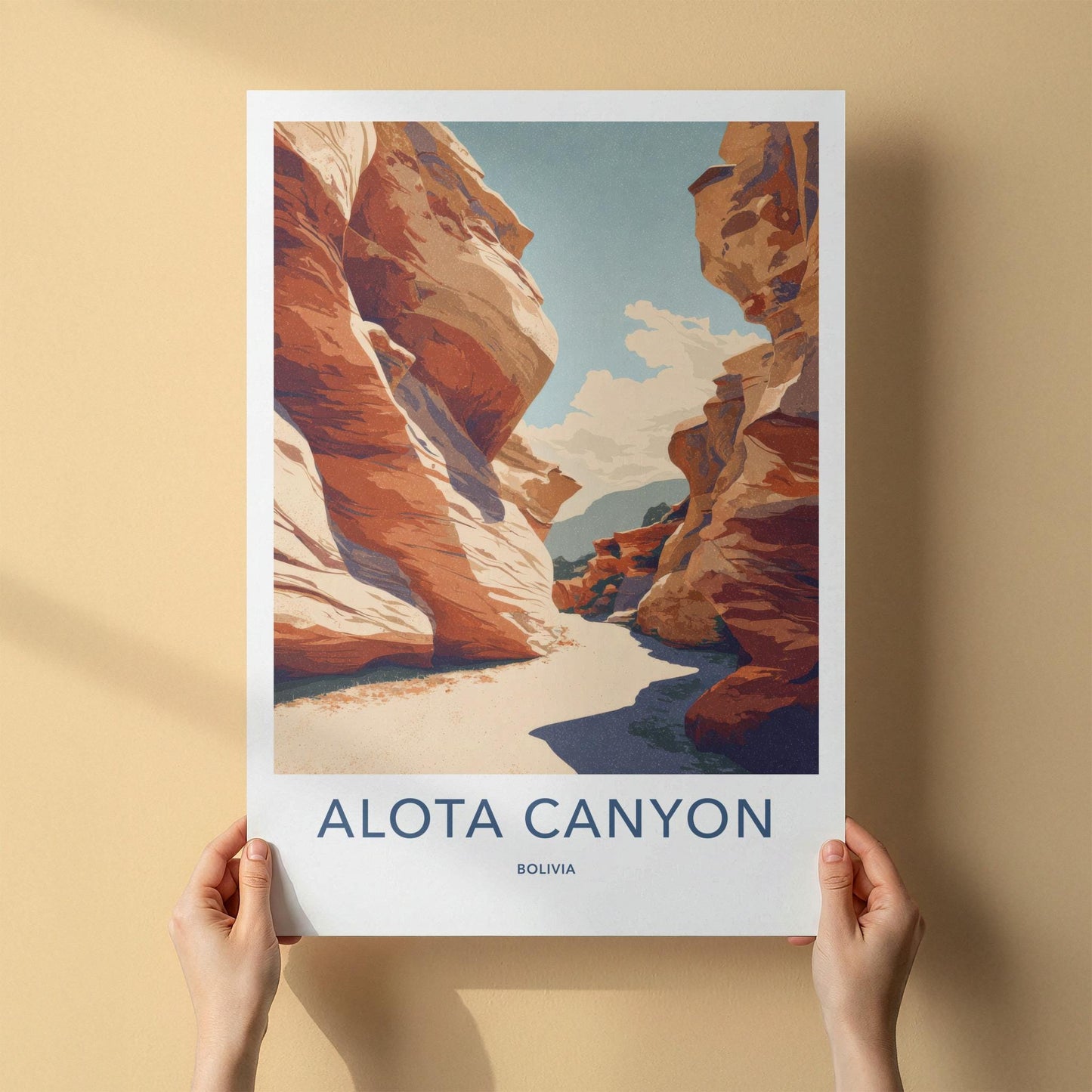 Alota Canyon Poster - Bolivia Travel Illustration - Striking Desert Canyon Lounge Decor