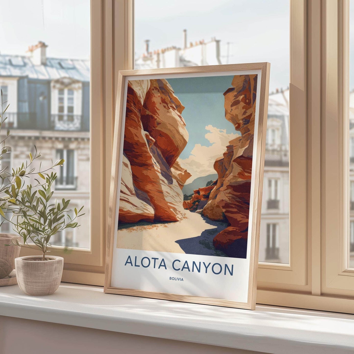 Alota Canyon Poster - Bolivia Travel Illustration - Striking Desert Canyon Lounge Decor