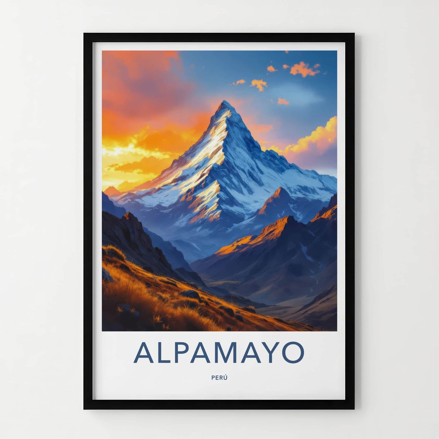 Alpamayo Poster - Peru Framed Print - Golden Mountain Sunset Gallery Art