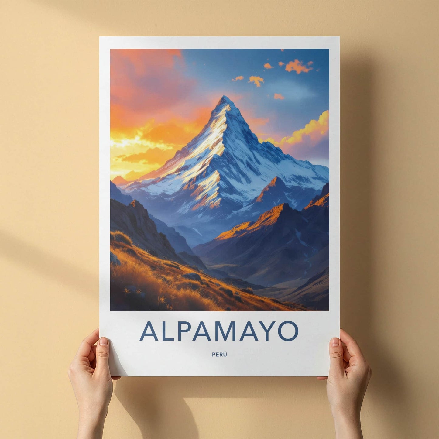 Alpamayo Poster - Peru Framed Print - Golden Mountain Sunset Gallery Art