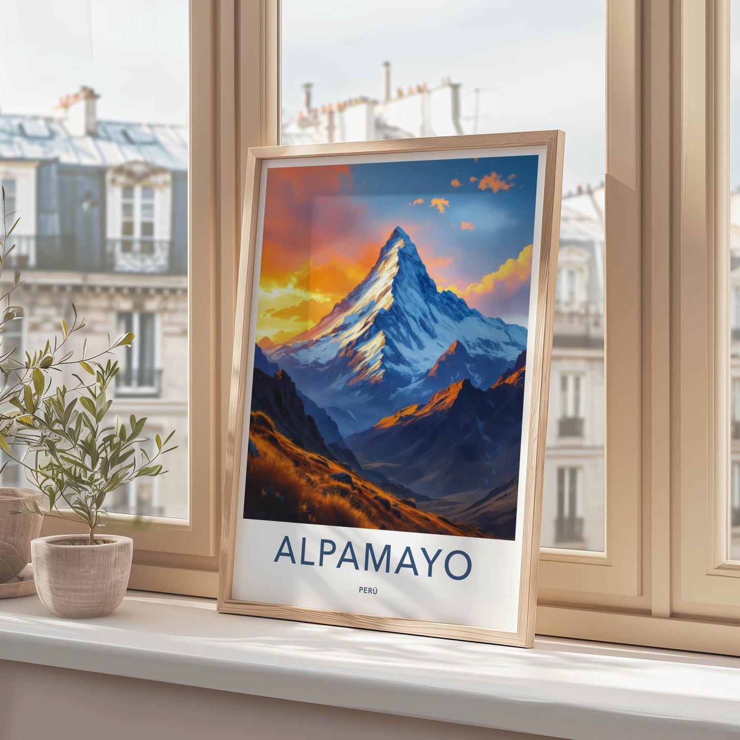 Alpamayo Poster - Peru Framed Print - Golden Mountain Sunset Gallery Art
