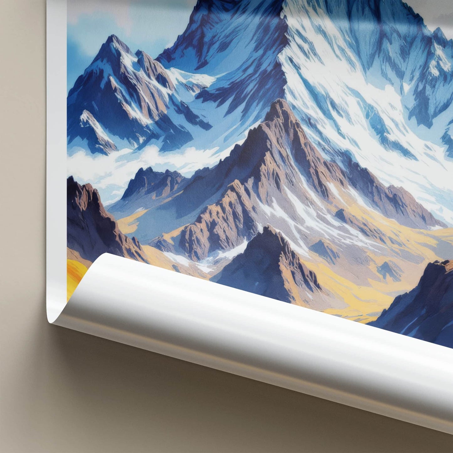 Alpamayo Poster - Peru Travel Art - Golden Valley Mountain Home Decor