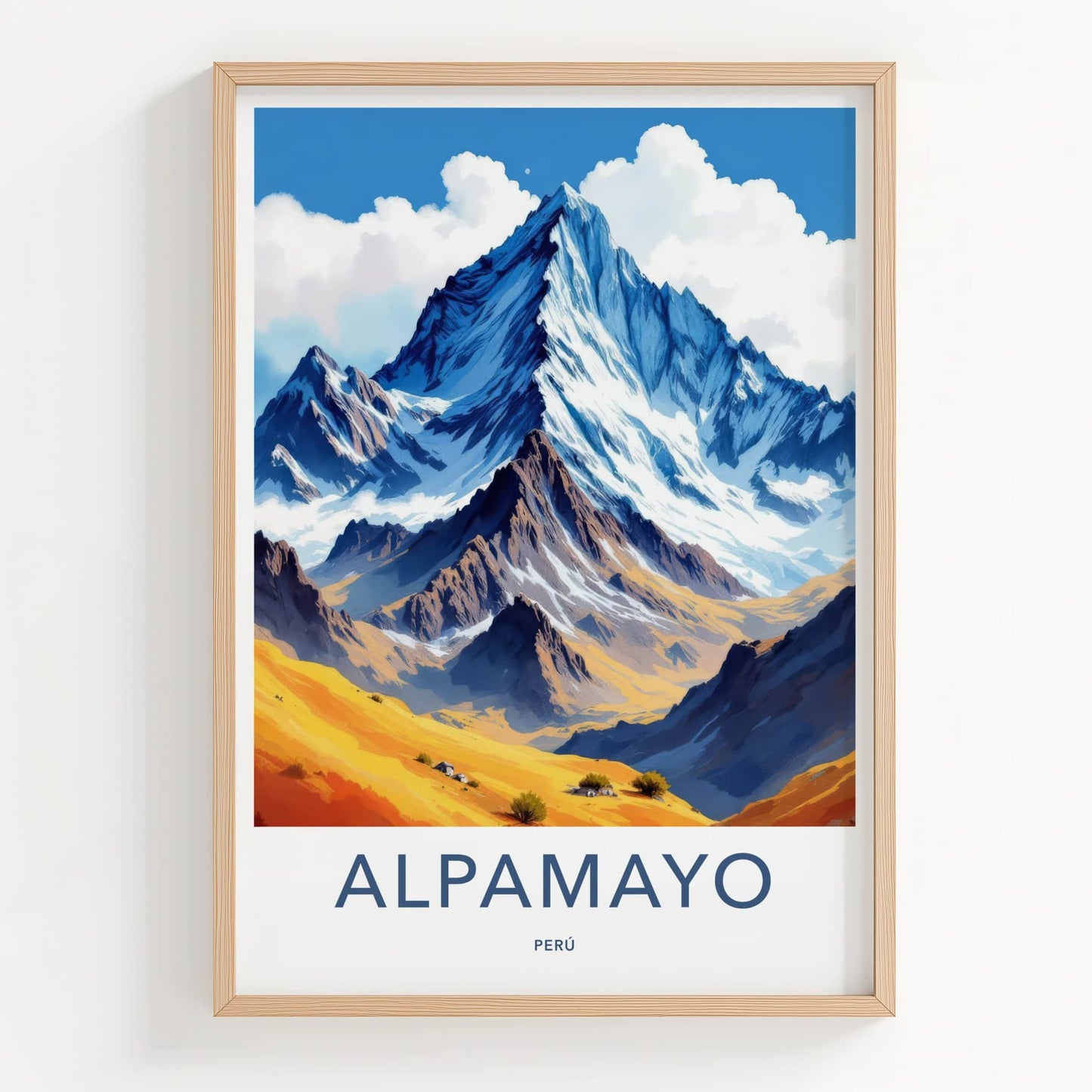 Alpamayo Poster - Peru Travel Art - Golden Valley Mountain Home Decor