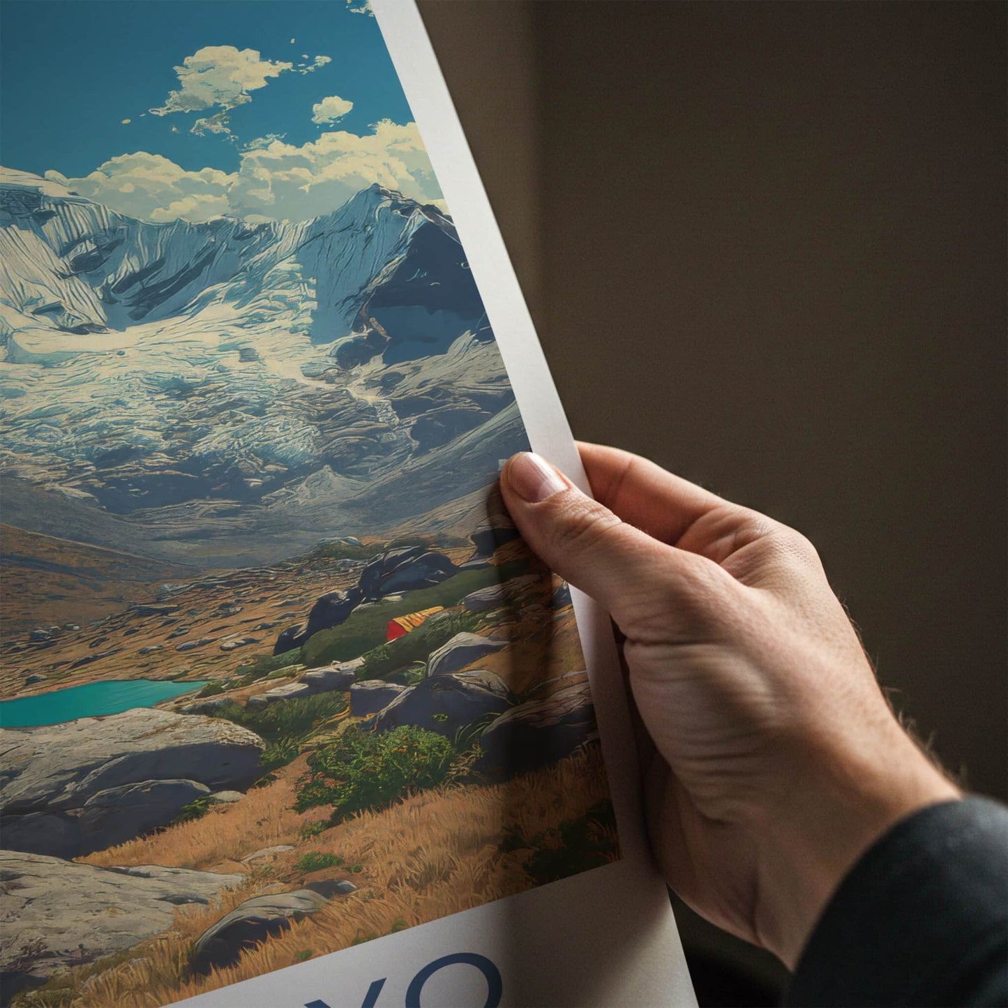 Alpamayo Poster - Peru Travel Art - Icy Peak Lake Home Decor