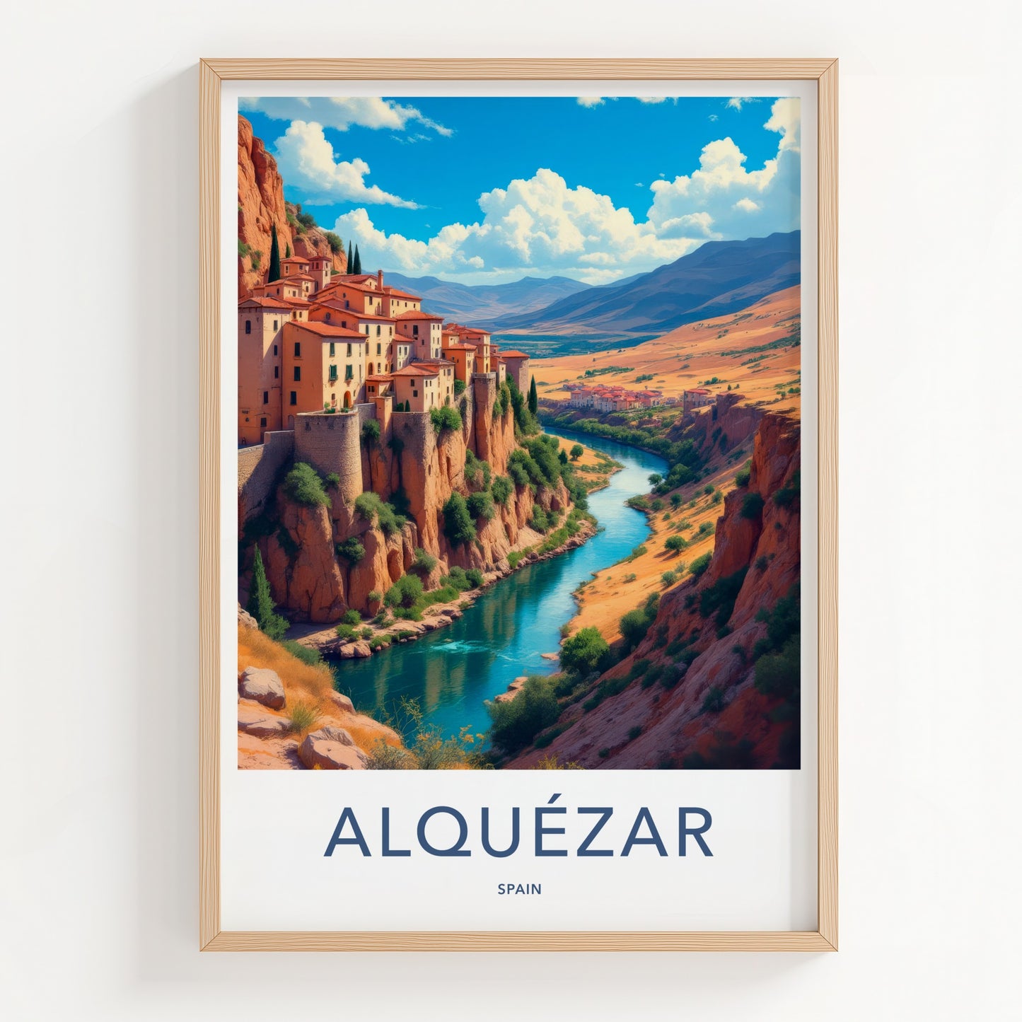 Alquezar Poster - Spain Travel Art - Historic Cliff Village Wall Decor