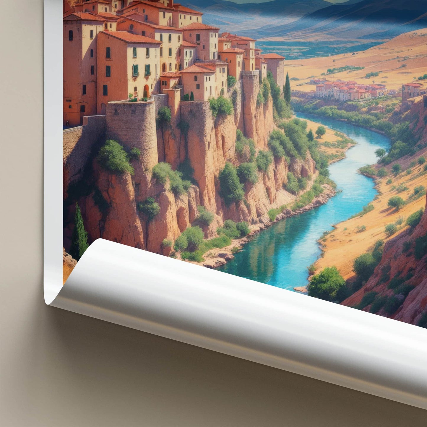 Alquezar Poster - Spain Travel Art - Historic Cliff Village Wall Decor