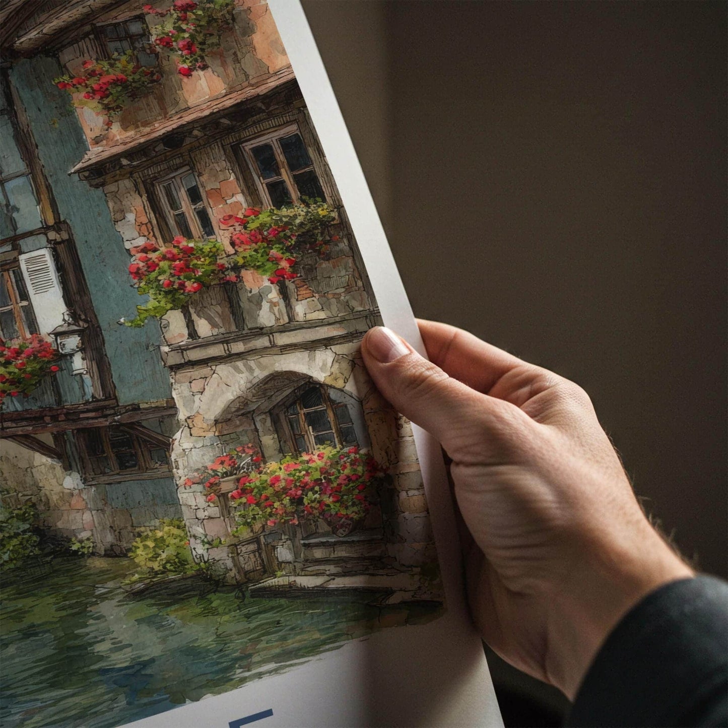 Alsace Poster - France Travel Art - Flowered Canal Houses Home Decor